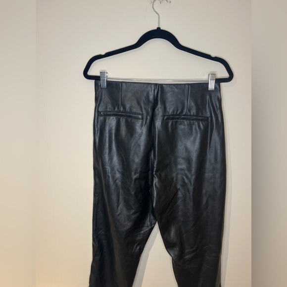 Old Navy Faux Leather Straight Leg Ankle Length Slacks - Size 10 in Jet Black - Picture 4 of 10